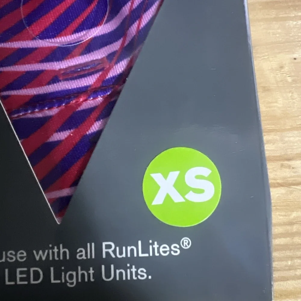 RunLites Pink Purple Striped Half Finger‎ Running Glove Size XS With Lights